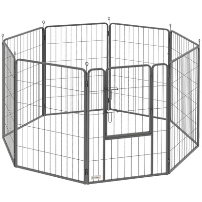 Pawhut Parque Para Perros De 8 Paneles De 100 Cm De Altura Con Puerta Negro_0