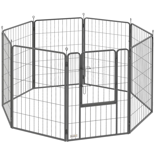 Pawhut Parque Para Perros De 8 Paneles De 100 Cm De Altura Con Puerta Negro_0