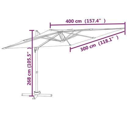 Vidaxl Sombrilla Voladiza Con Led Gris Antracita 400x300 Cm_2