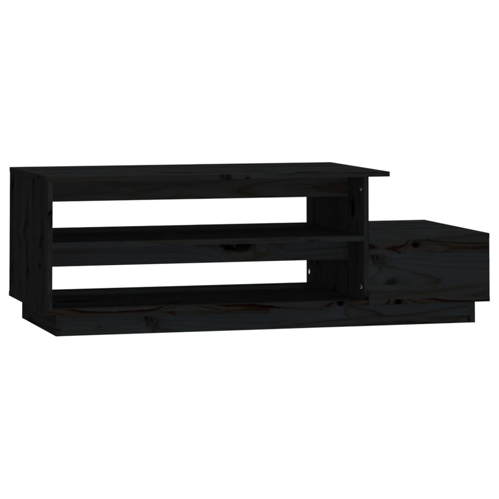 Mesa De Centro Madera Maciza De Pino Negro 120x50x40,5 Cm_0
