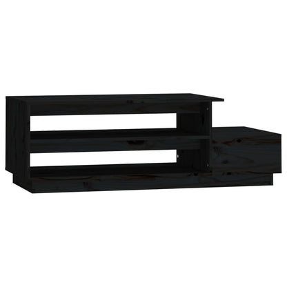 Mesa De Centro Madera Maciza De Pino Negro 120x50x40,5 Cm_0