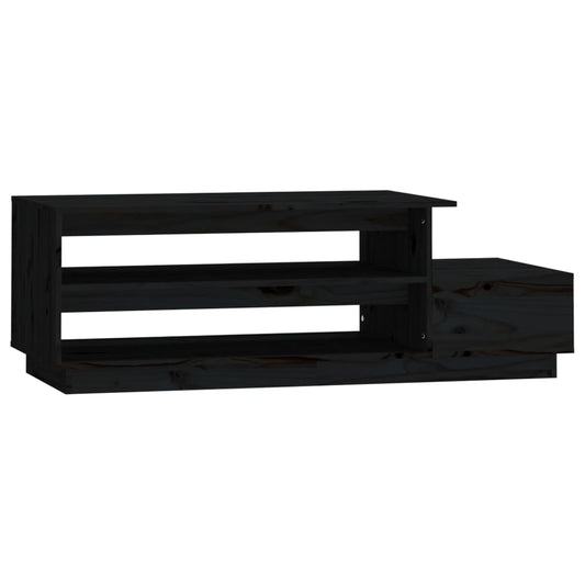 Mesa De Centro Madera Maciza De Pino Negro 120x50x40,5 Cm_0