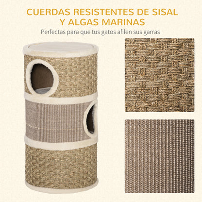 Pawhut Barril De Rascado Para Dormir Y Jugar Cama Cómoda Rascador De 3 Niveles_5