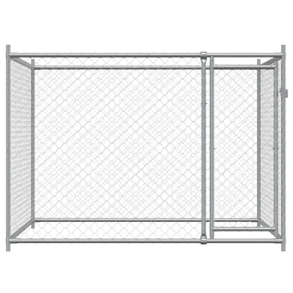 Jaula De Perros Con Puerta Acero Galvanizado Gris 2x2x1,5 M_3