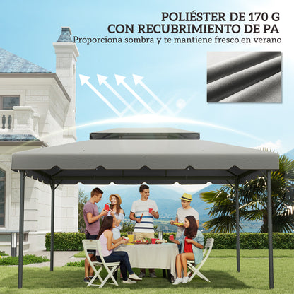 Outsunny Techo De Repuesto Para Cenador 4x3 M Techo Doble Drenaje Gris_5
