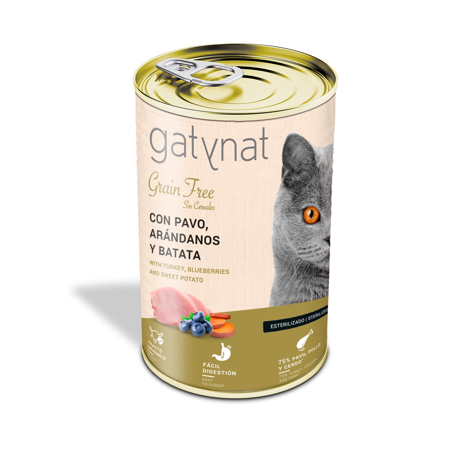 Gatynat Grain Free Pavo, Arándanos Y Batata, 400g X 12 Latas_1