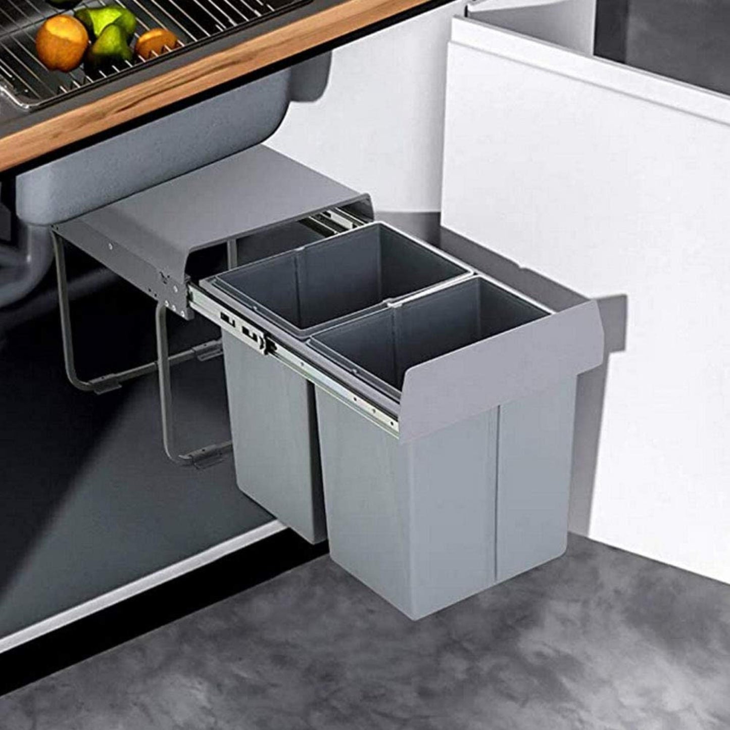 Cubo De Reciclaje 2x10l Bajo Fregadero, Extracción Manual Y Tapa_2