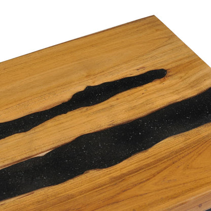 Mesa Centro Madera Maciza Teca Y Piedra Volcánica 100x50x40 Cm_4