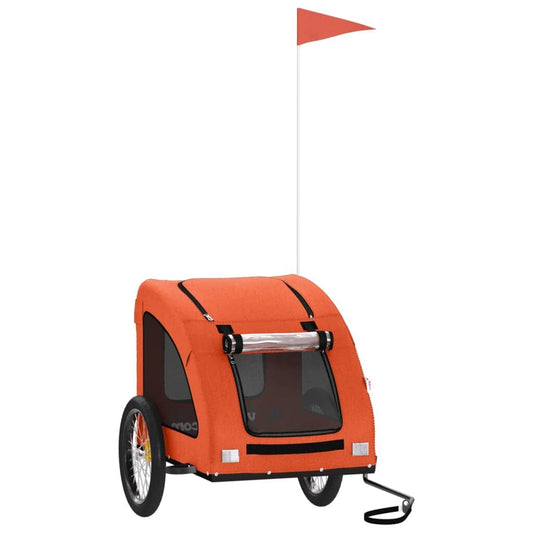 Vidaxl Remolque De Bicicleta Mascotas Hierro Tela Oxford Naranja_0