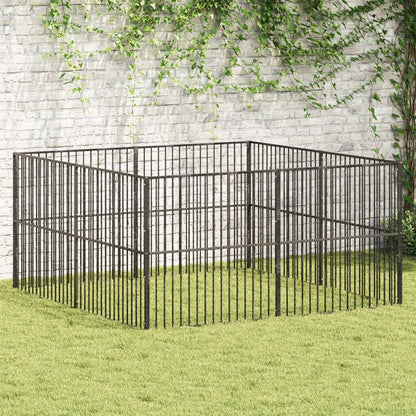 Vidaxl Corralito Para Perros Con 8 Paneles Acero Galvanizado Negro_1