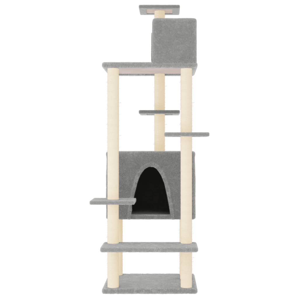 Rascador Para Gatos Con Postes De Sisal Gris Claro 154 Cm_2