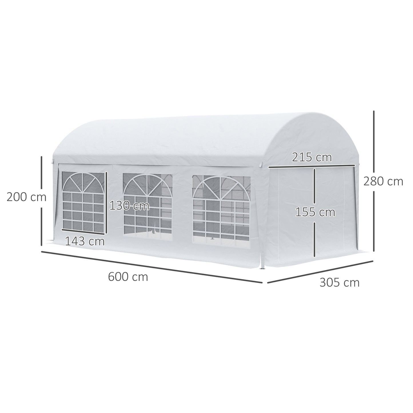 Outsunny Carpa De Jardín 6x3 M Paredes Laterales Extraíbles Puerta 6 Ventanas_2