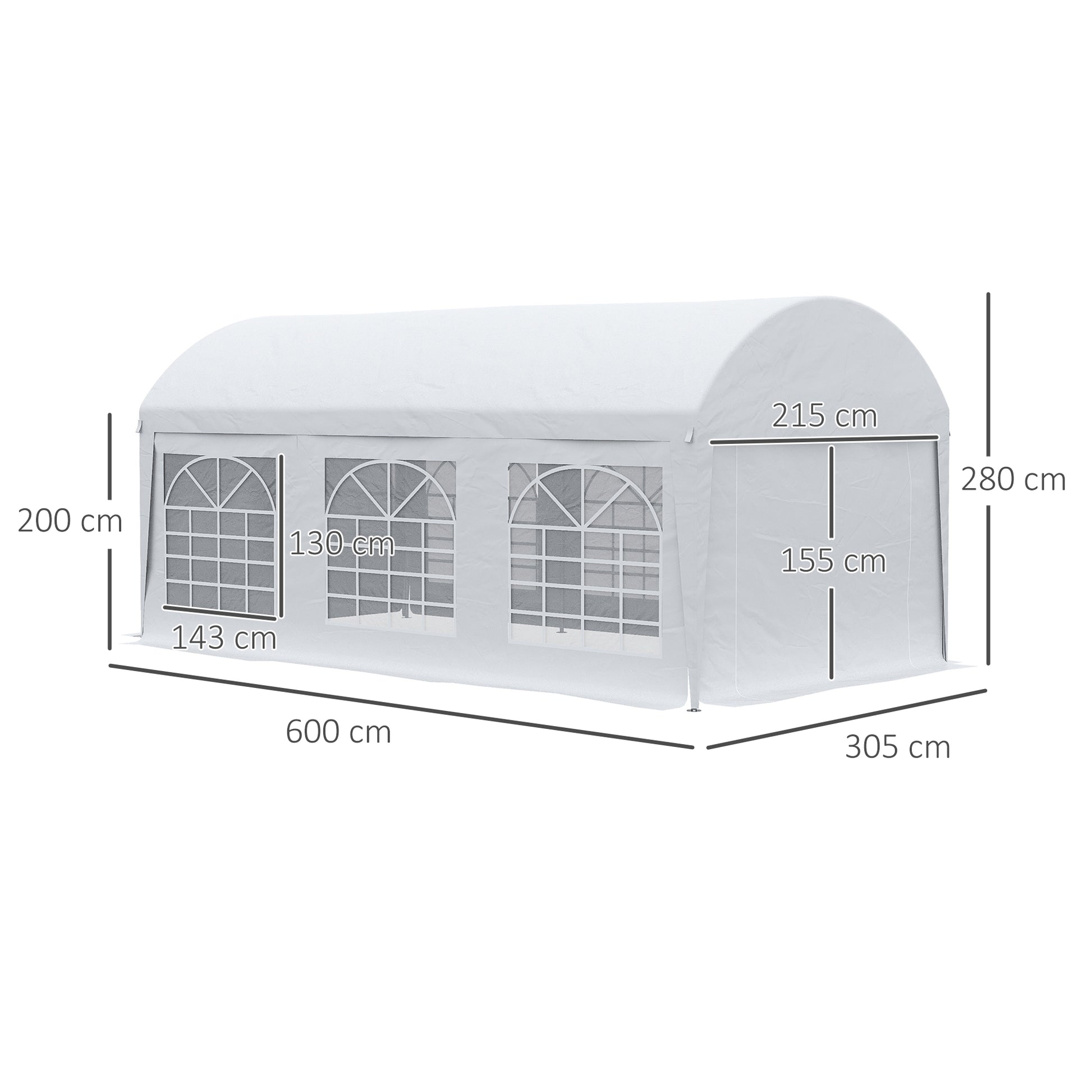 Outsunny Carpa De Jardín 6x3 M Paredes Laterales Extraíbles Puerta 6 Ventanas_2