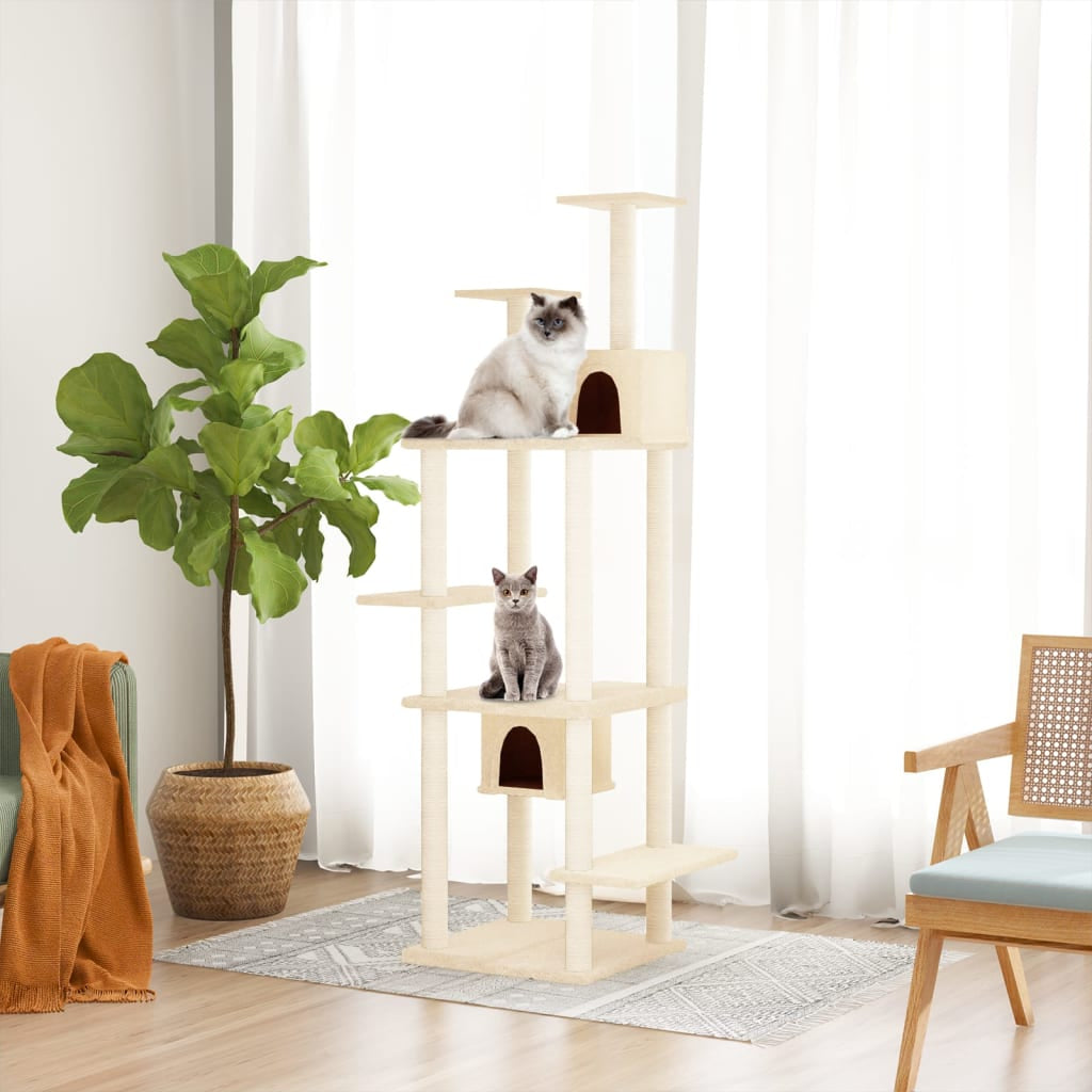 Vidaxl Rascador Para Gatos Con Postes De Sisal Crema 176 Cm_1