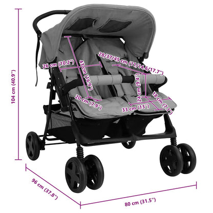 Vidaxl Carrito Para Gemelos De Acero Gris Claro_2