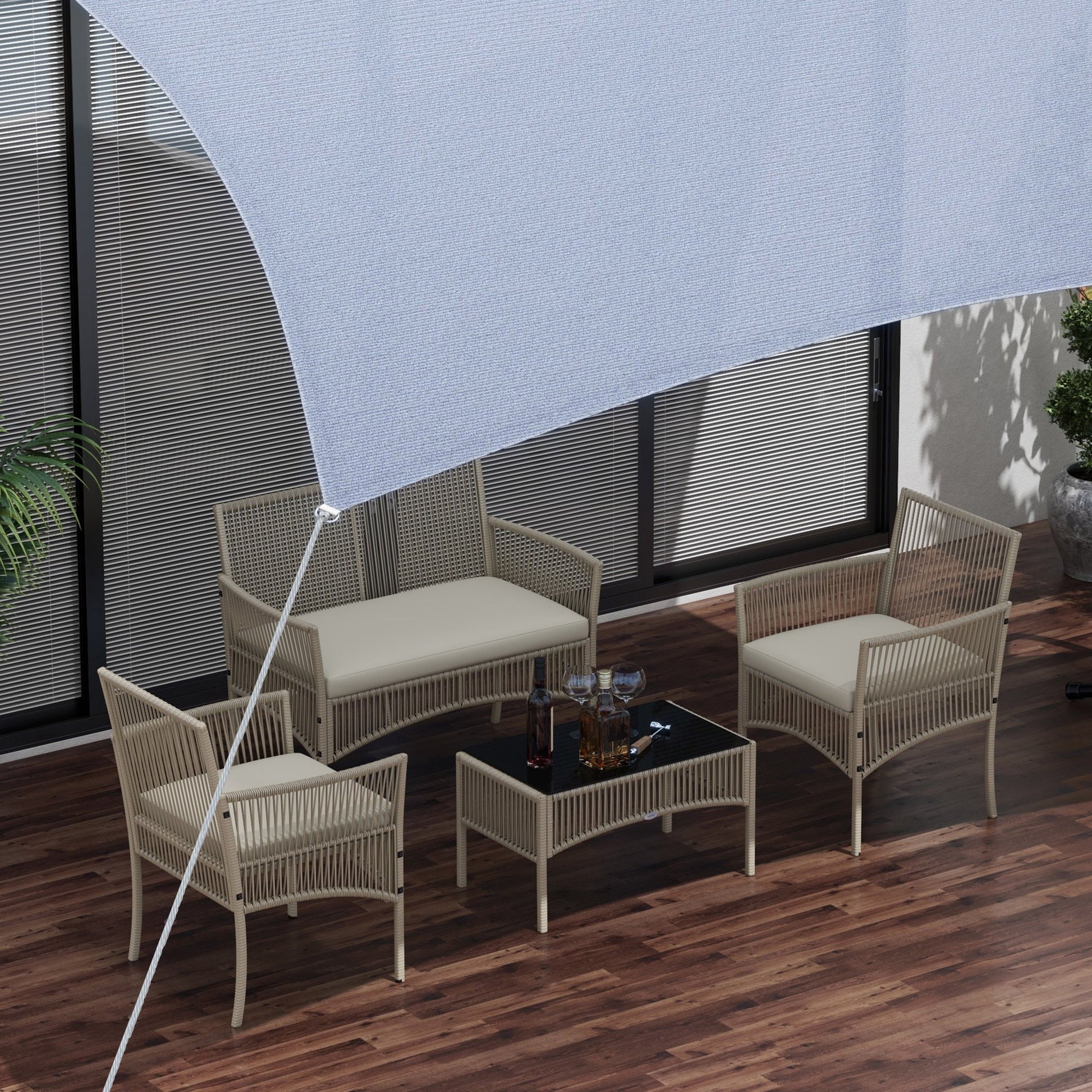 Outsunny Conjunto De Muebles De Jardín De Ratán Juego De 4 Piezas Caqui_4