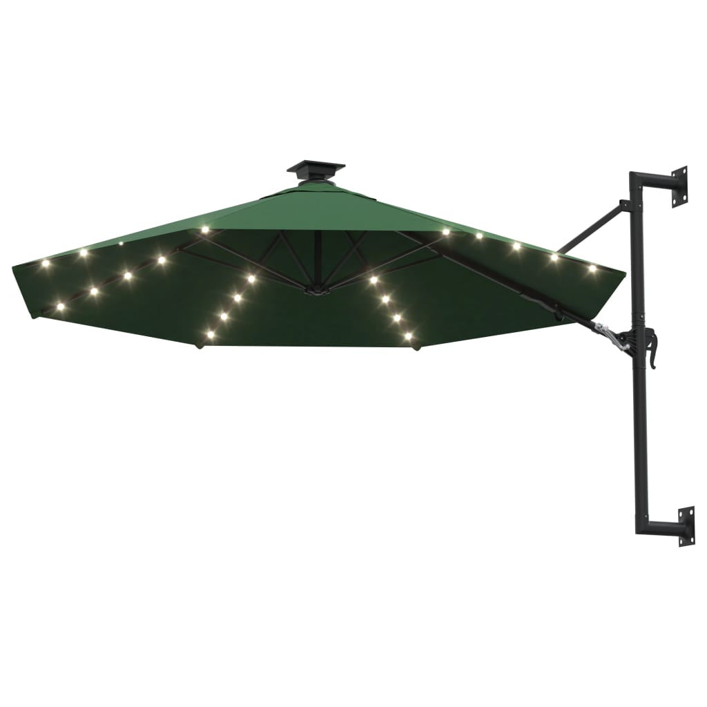 Vidaxl Sombrilla De Jardín De Pared Con Luces Led Verde 300 Cm_1