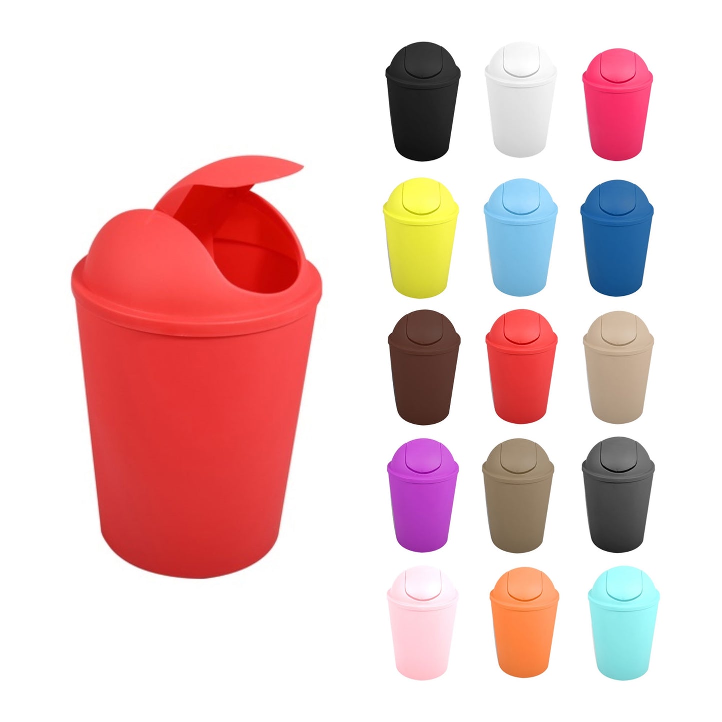 Cubo De Basura ako 5,5l Con Tapa Abatible Roja_4