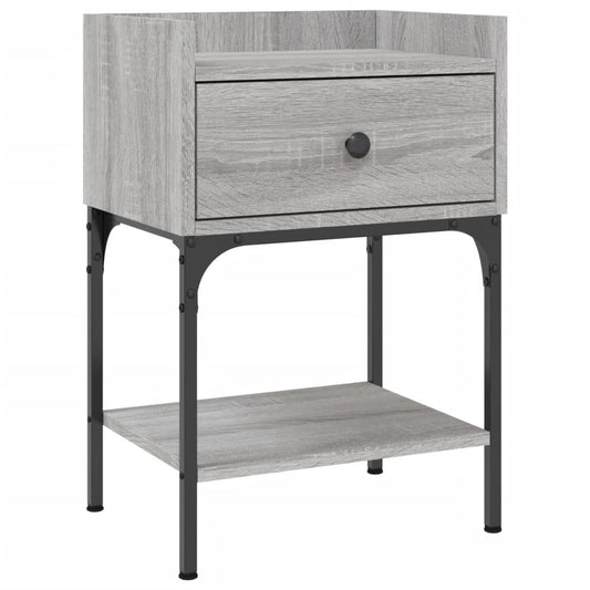 Mesita De Noche Madera De Ingeniería Gris Sonoma 40,5x31x60 Cm_0