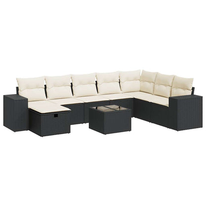 Set De Sofás De Jardín Con Cojines 9 Pzas Ratán Sintético Negro / Vetonek_5