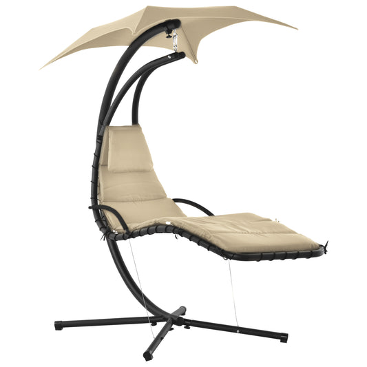 Outsunny Silla Colgante Con Soporte Toldo 190x110x190 Cm Beige_0