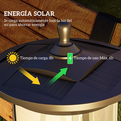 Outsunny Farola Solar Con Panel Solar Encendido Automático 17x17x127 Cm Negro_3