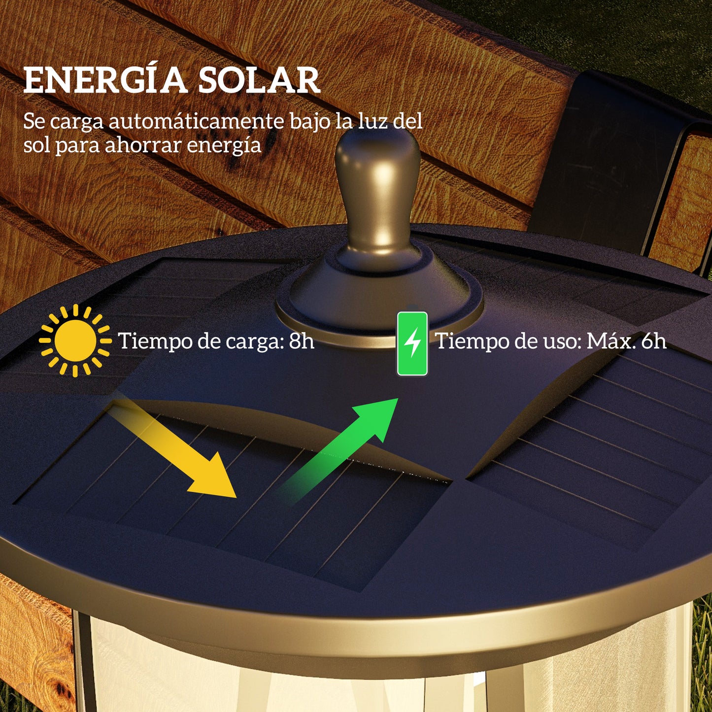 Outsunny Pack De 2 Farolas Solares Con Panel Solar Encendido Automático Negro_3