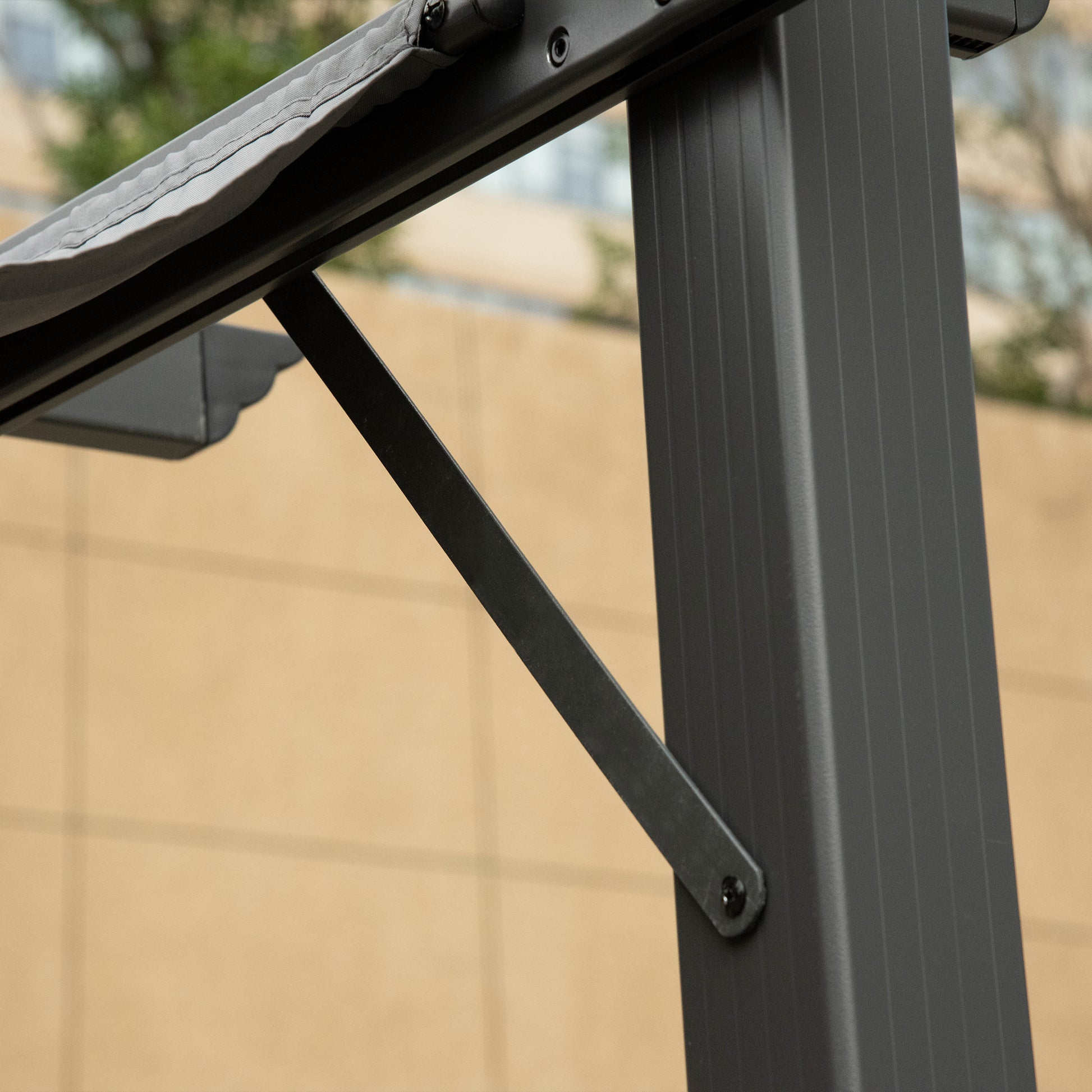 Outsunny Pérgola De Aluminio 3x3 M Con Techo Retráctil Resistente Al Agua Gris_4