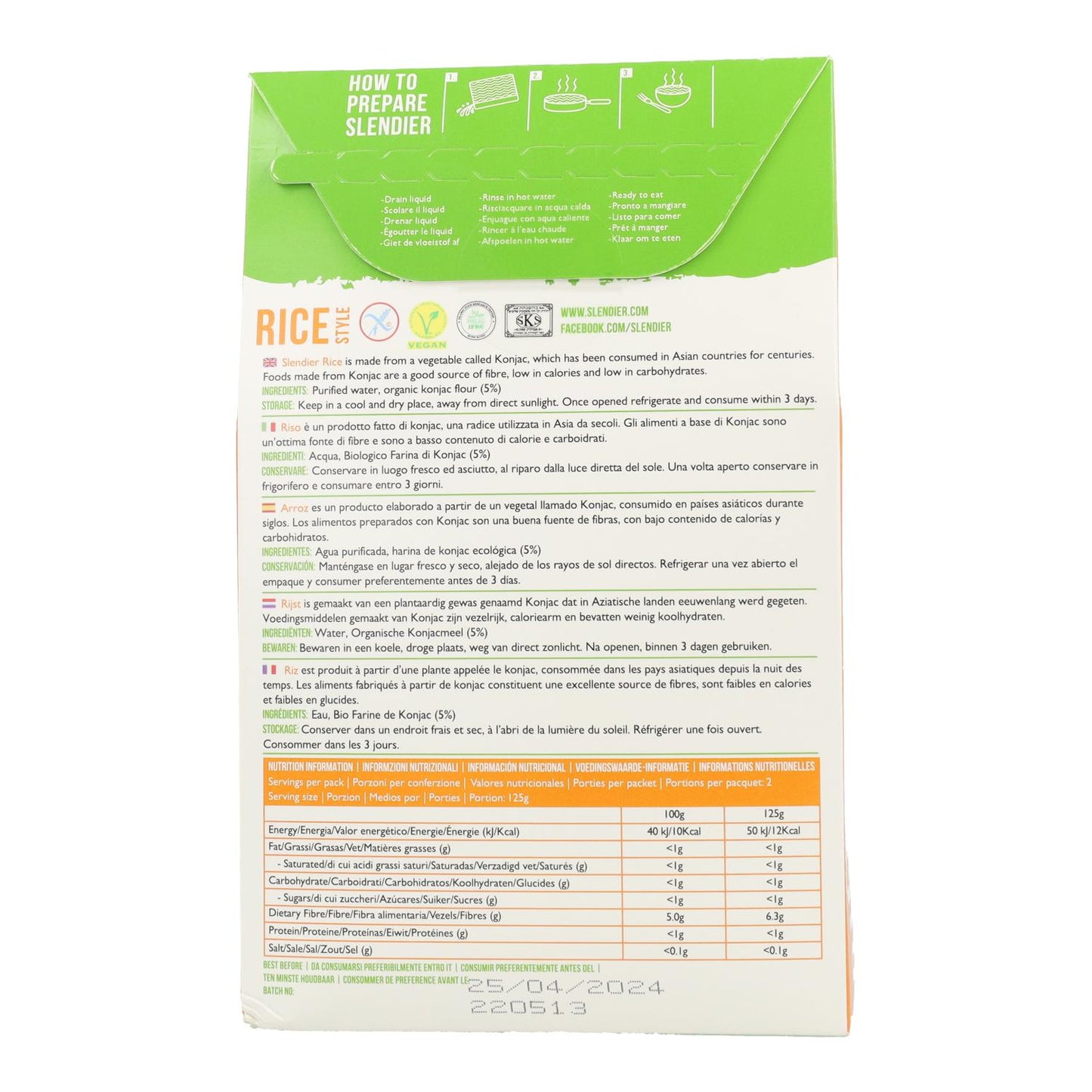 Arroz de Konjac bio Slendier, 250 g