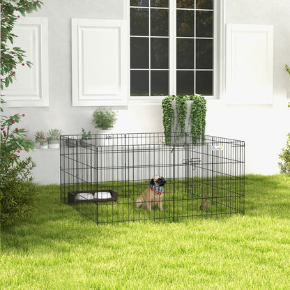 Pawhut Parque De Juegos Perros 8 Paneles 61x61 Cm Plegable De Metal Con Puerta_1