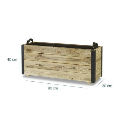 Jardinera De Madera Con Refuerzo De Aluminio 90x30x40 Cm Ghio Al Hortalia_5