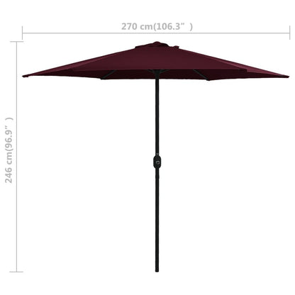 Vidaxl Sombrilla De Jardín Con Palo De Aluminio Burdeos 270x246 Cm_2