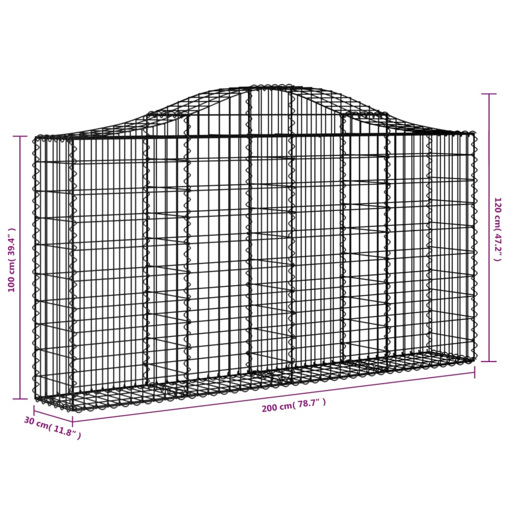 Cestas Gaviones 14 Uds Forma De Arco Hierro 200x30x100/120 Cm_5