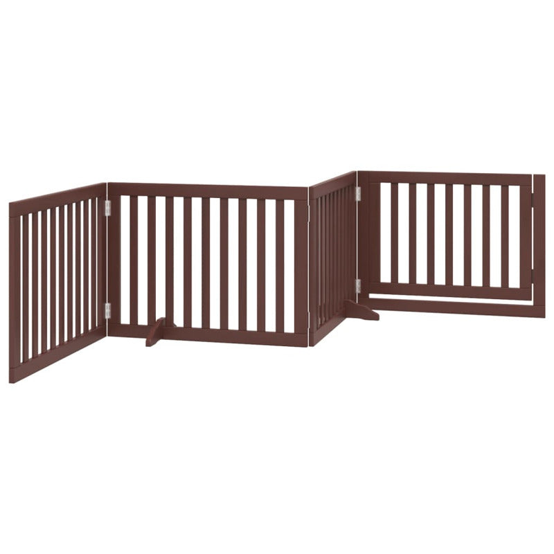 Vidaxl Puerta Para Perros Plegable 4 Paneles Madera Álamo Marrón 320cm_5