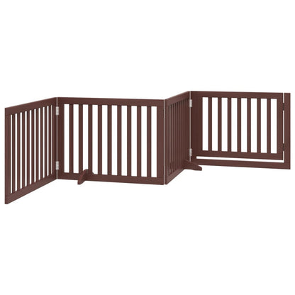 Vidaxl Puerta Para Perros Plegable 4 Paneles Madera Álamo Marrón 320cm_5