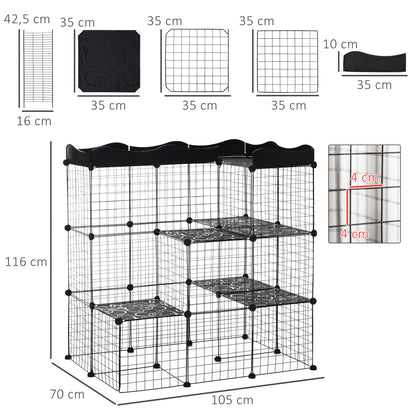 Pawhut Jaula Para Animales Pequeños Forma Personalizable 105x70x116 Cm Negro_2