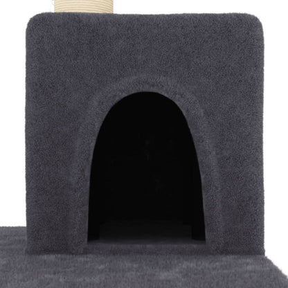 Vidaxl Rascador Para Gatos Con Postes De Sisal Gris Oscuro 123 Cm_5
