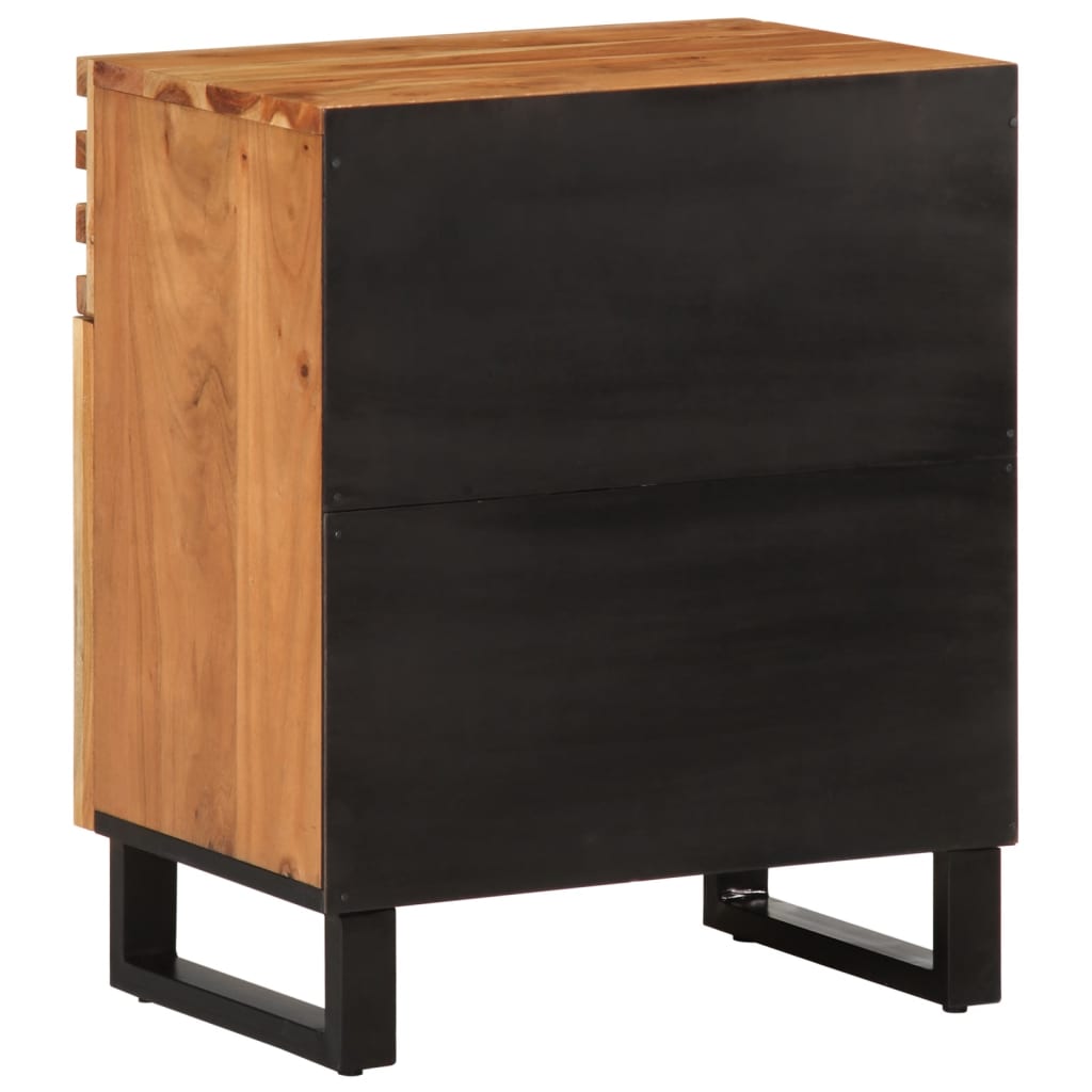 Mesita De Noche Madera Maciza Mango Marrón 50x34x60 Cm_2