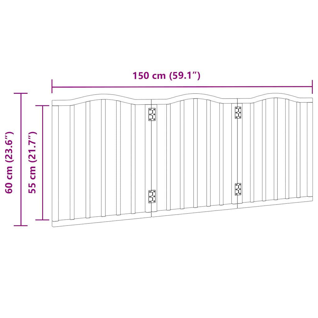 Vidaxl Puerta Para Perros Plegable 3 Paneles Álamo Marrón Roble 150 Cm_2