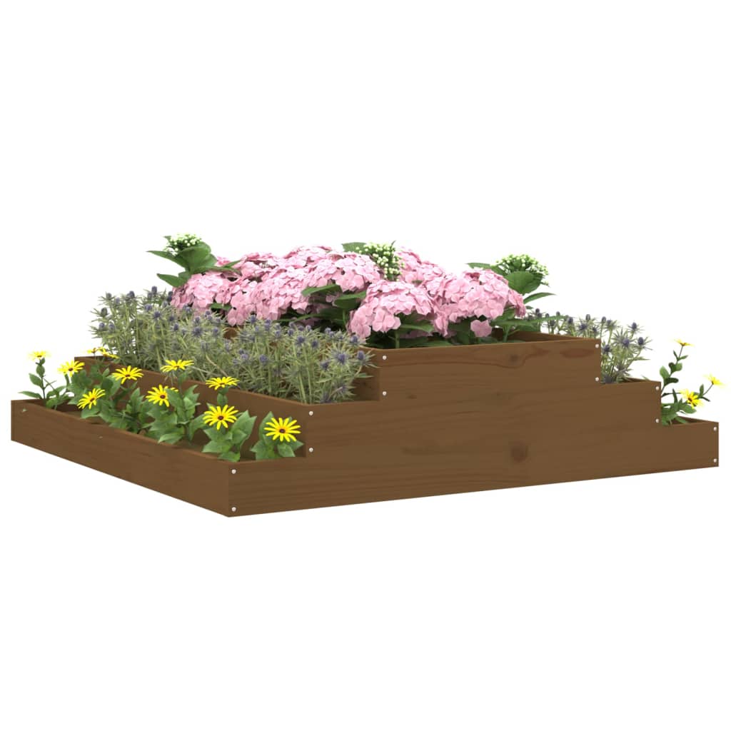 Jardinera Madera Maciza De Pino Marrón Miel 110x110x27 Cm_2