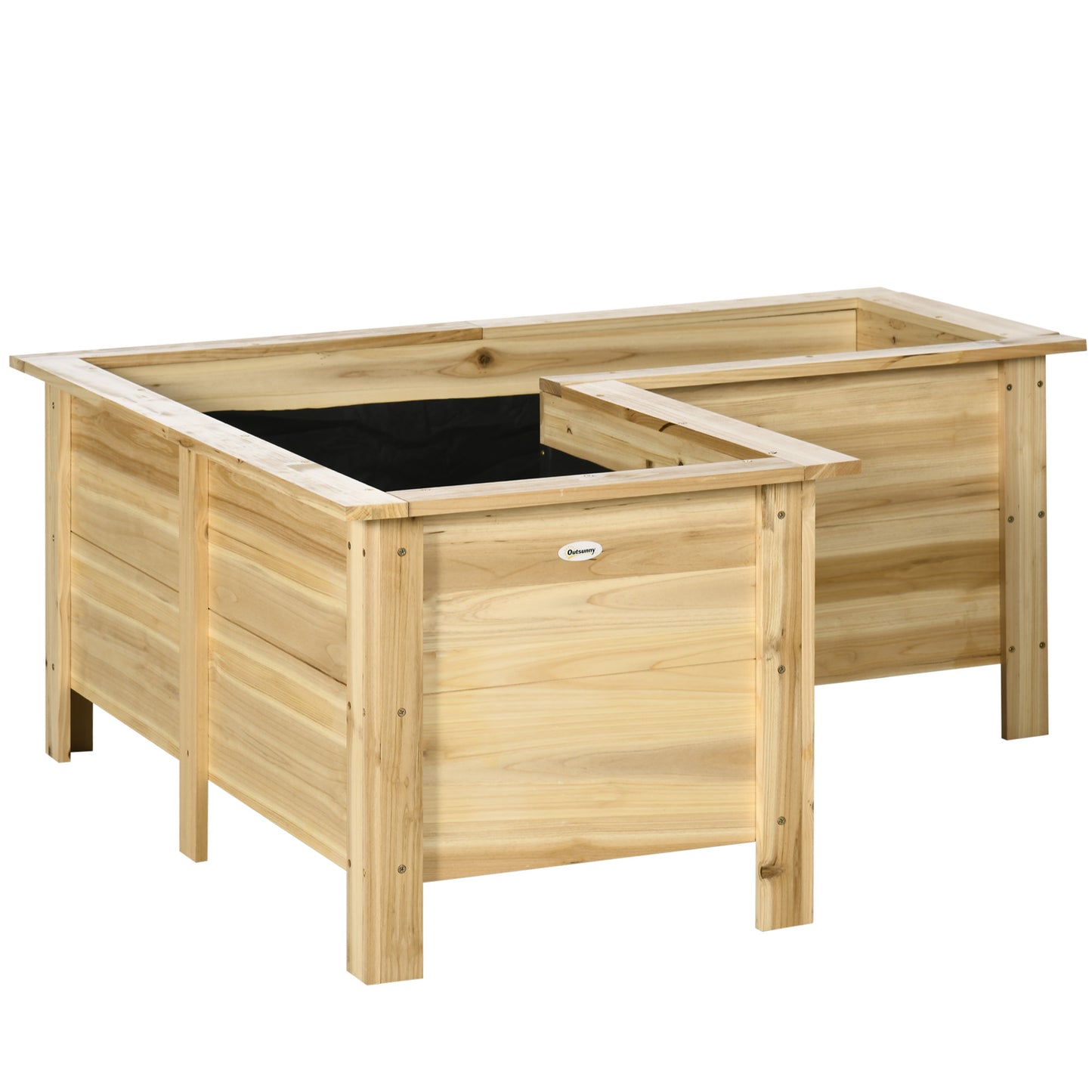 Outsunny Jardinera Elevada De Madera En Forma De L 120x120x50 Cm Natural_0