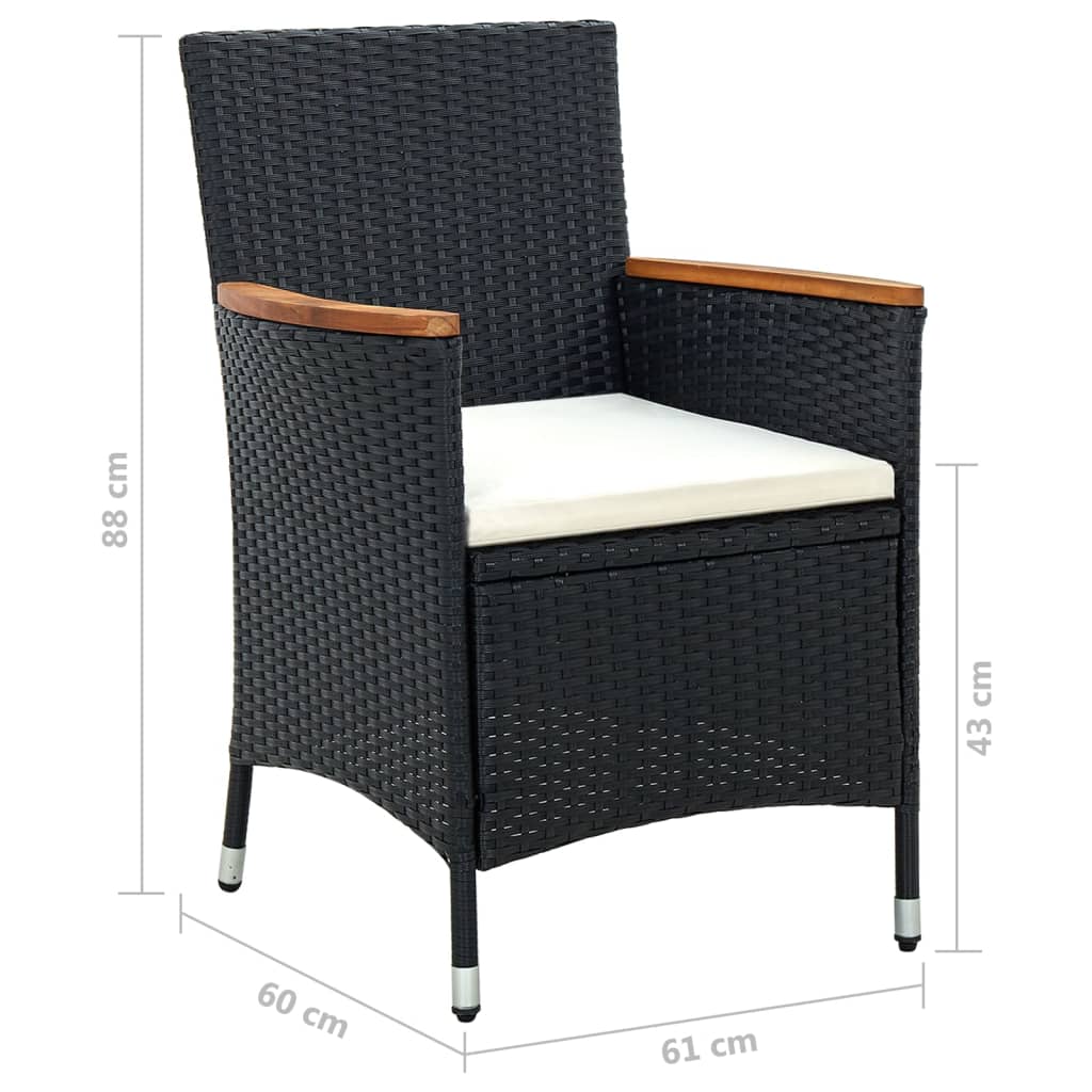 Juego De Comedor De Jardín 9 Piezas Con Cojines Negro / Vetonek_2