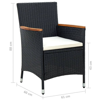 Juego De Comedor De Jardín 9 Piezas Con Cojines Negro / Vetonek_2