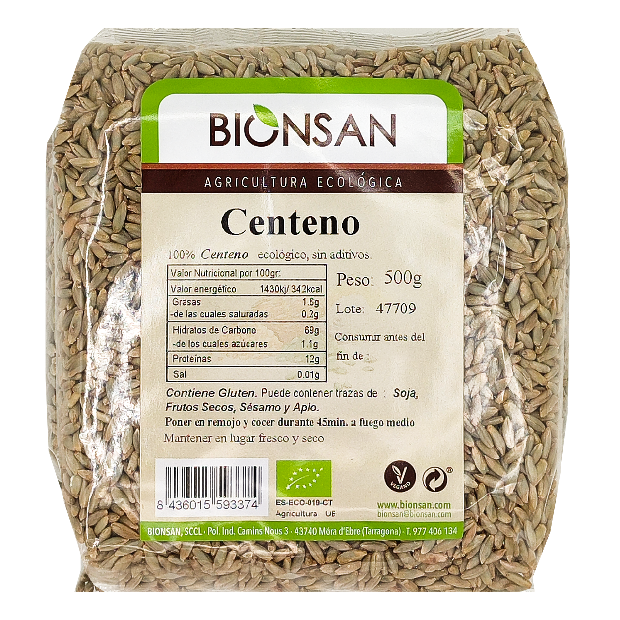 Centeno En Grano Ecológico 500gr