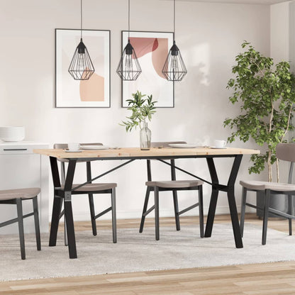Mesa De Comedor Marco Y Madera Maciza Pino Acero 160x80x75,5 Cm_1