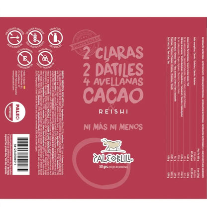 Pack 10 x Barrita energética dátiles, avellanas, Reishi y Cacao PaleoBull, 50 g