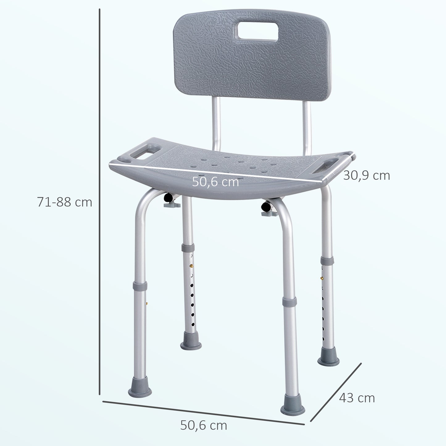 Homcom Silla Ducha Personas Mayores Con Respaldo Antideslizante Carga 136 kg_1