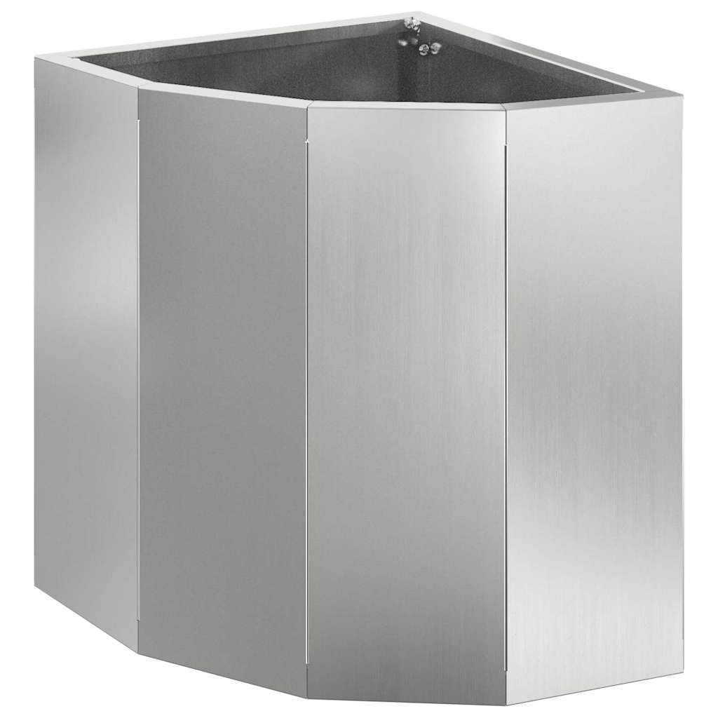 Macetero De Esquina Plateado 30 X 30 X 35 Cm Acero Galvanizado_0