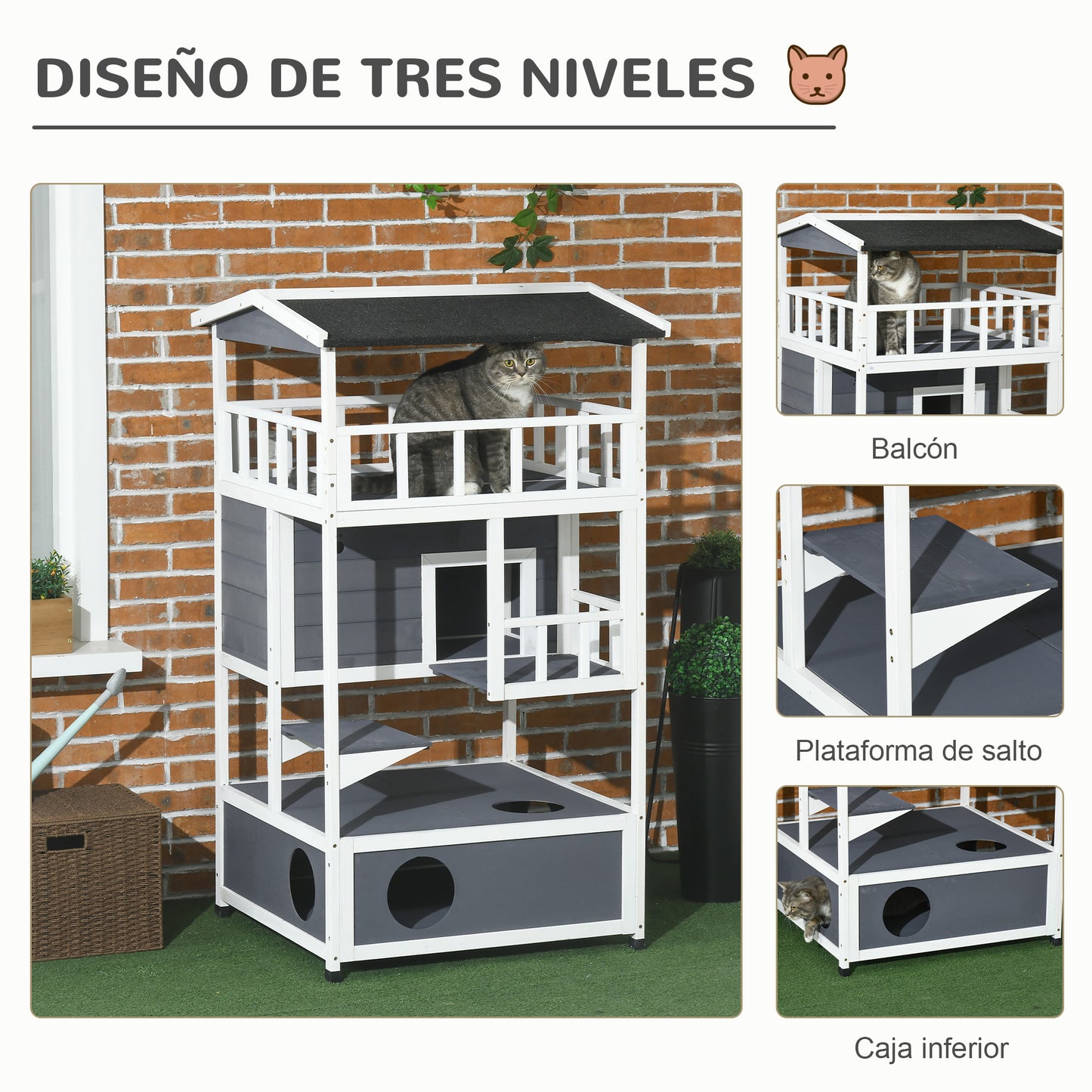 Pawhut Casa Para Gatos De Madera 75_3