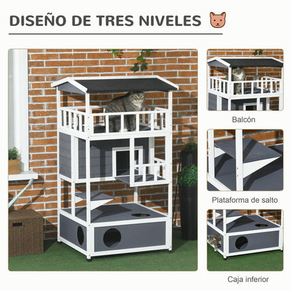 Pawhut Casa Para Gatos De Madera 75_3